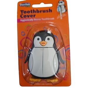 DenTek Kids Flipper Penguin Toothbrush Cover Suction Cup Travel Case New